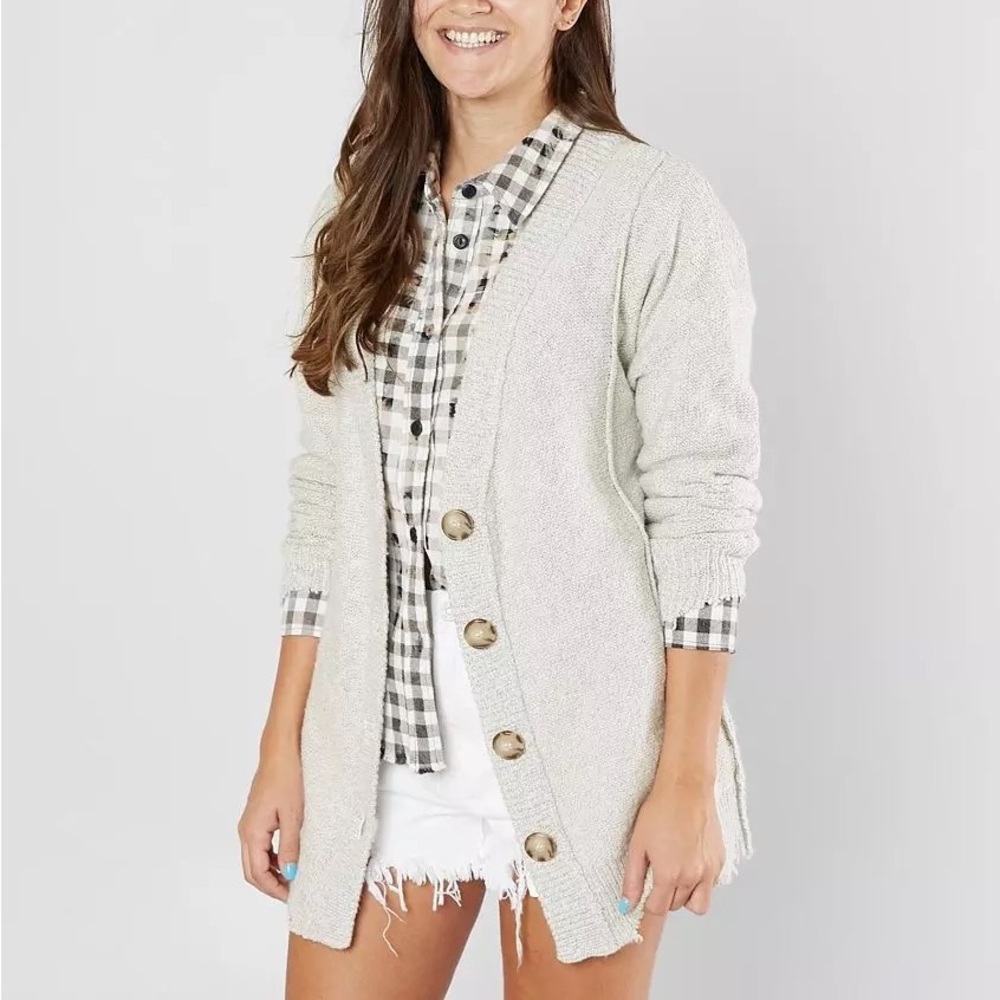 Raw Edge Cardigan Sweater
